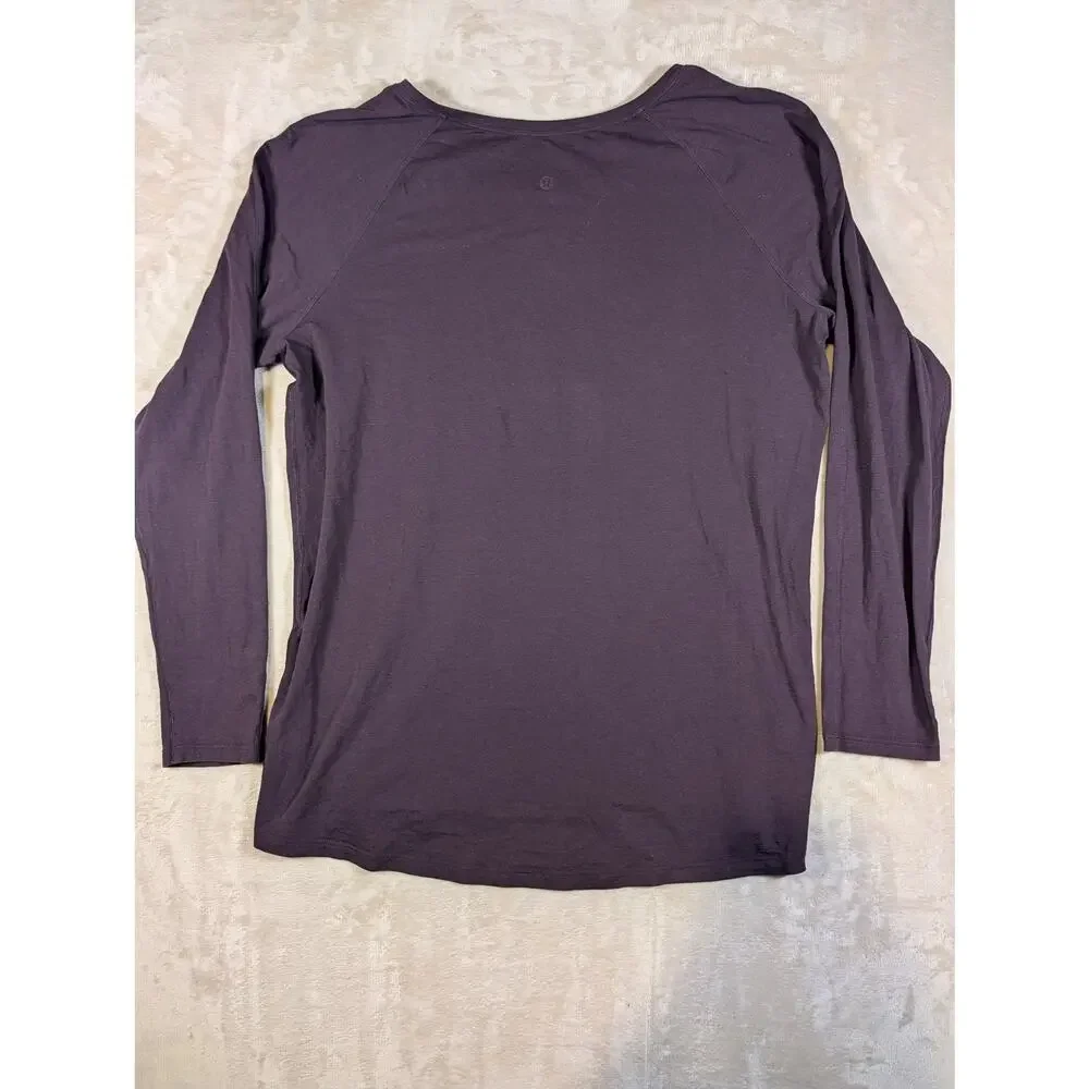 Lululemon Emerald Long Sleeve Shirt Black Cherry Dark Purple Pima Cotton Large